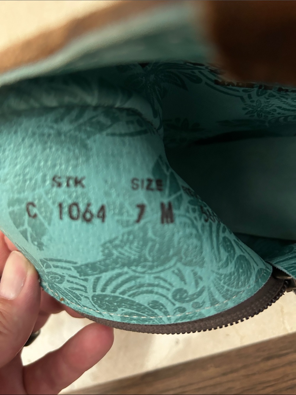 Corral Brown Suede Women's Cowboy Boots with Teal Lining - Picture 4 of 4